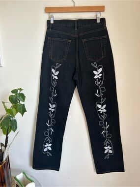 Still here Designer  Jeans with White Floral Embroidery